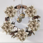 GlitterBloom Ornament 10 st – Luxe kerstbloemen voor een elegante boomdecoratie