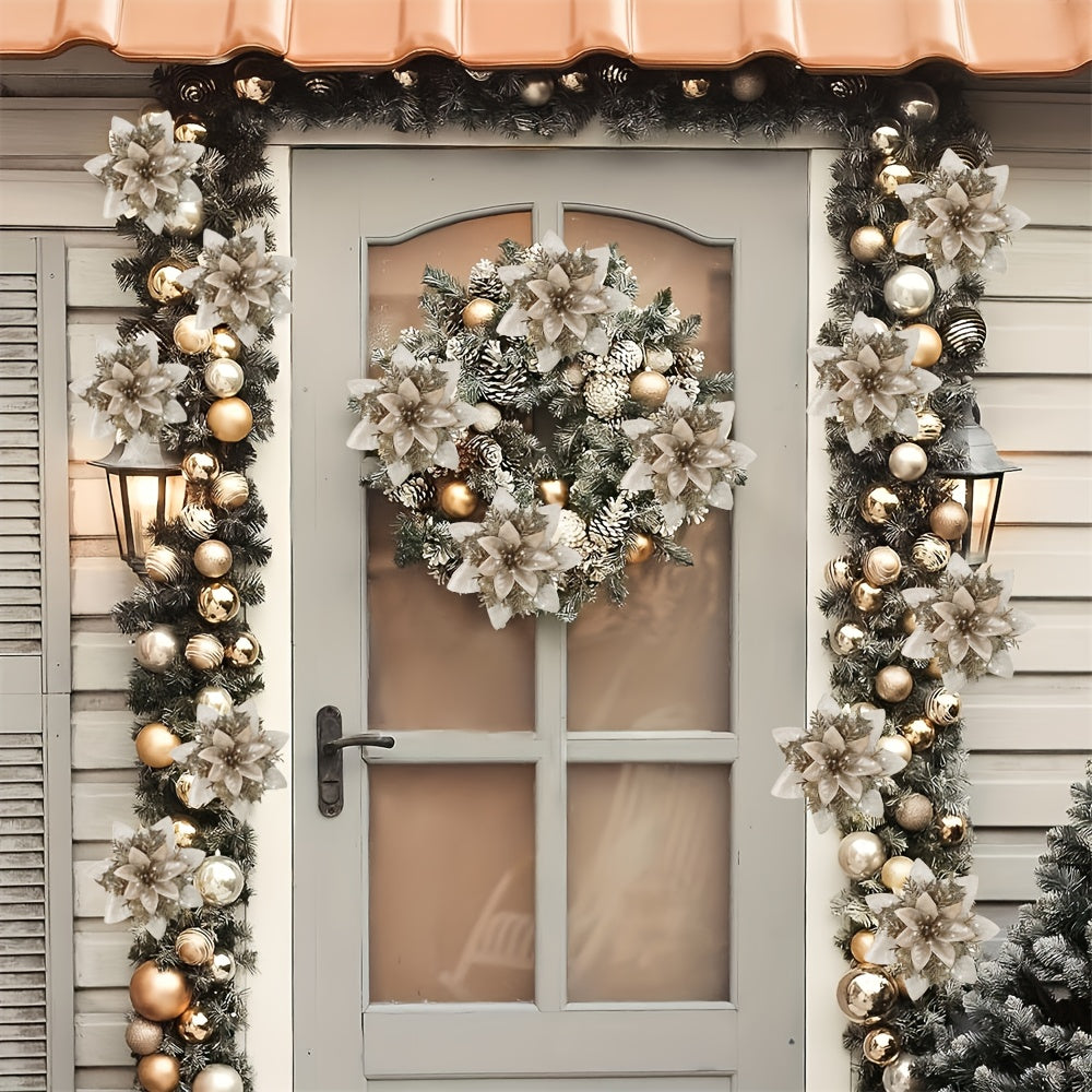 GlitterBloom Ornament 10 st – Luxe kerstbloemen voor een elegante boomdecoratie